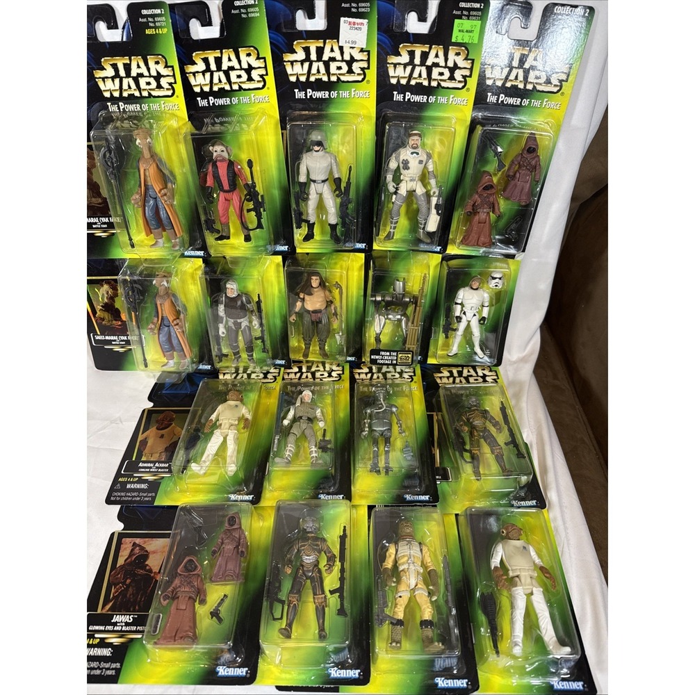 1996 Kenner Star Wars POTF2 Action Figure Lot 18 Holographic Green Card Luke Han
